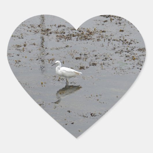Grote Zilverreiger Hart Sticker (Voorkant)