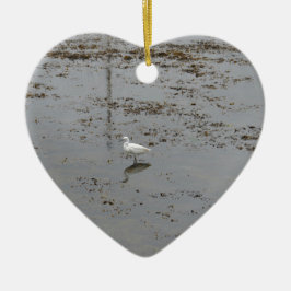 Grote Zilverreiger Keramisch Ornament