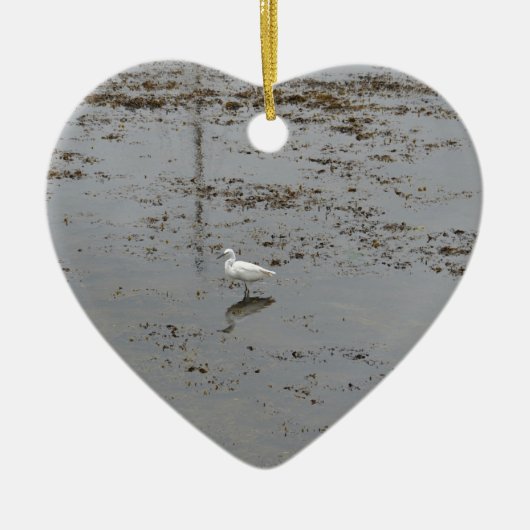 Grote Zilverreiger Keramisch Ornament (Voorkant)