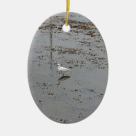 Grote Zilverreiger Keramisch Ornament
