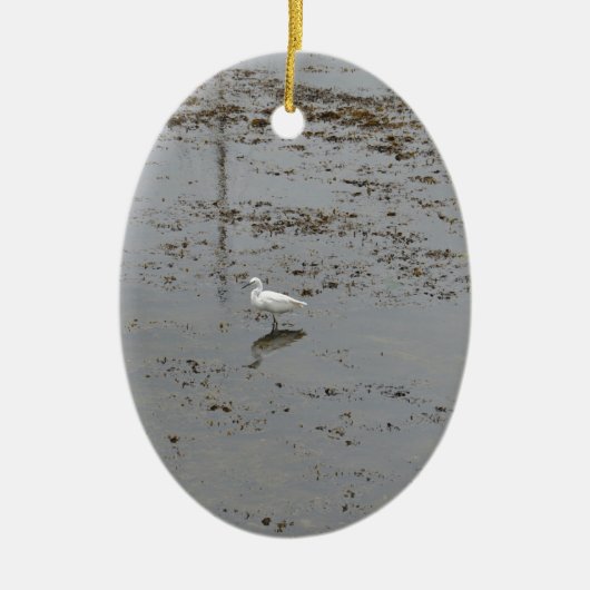 Grote Zilverreiger Keramisch Ornament (Voorkant)