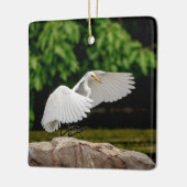 Grote Zilverreiger Keramisch Ornament (Links)
