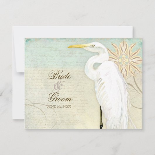 Grote Zilverreiger Kuststrand - Trouw Uitnodiging (Achterkant)