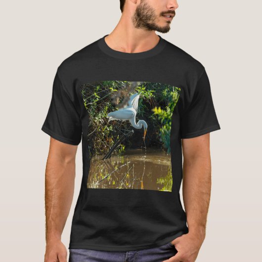 Grote Zilverreiger Met Een Vangst T-shirt (Voorkant)