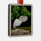 Grote Zilverreiger Metalen Ornament (Rechts)