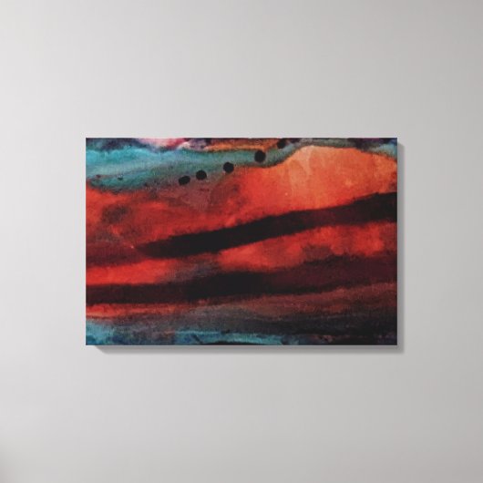 Grote Zon, Donkere Wolken Aquarel Canvas Afdruk (Voorkant)