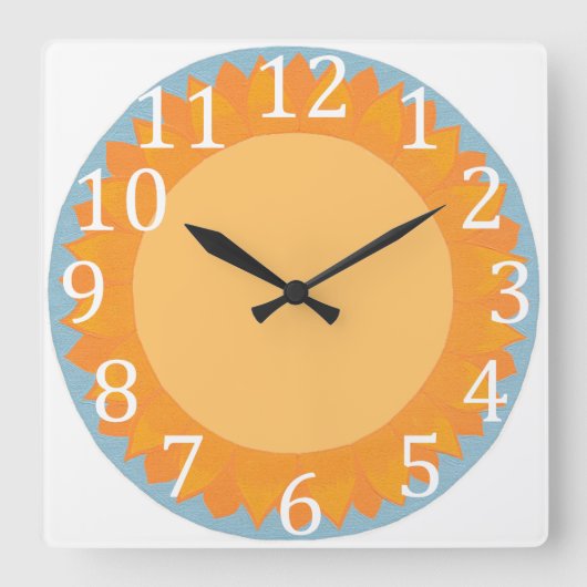 Grote zonnebloem, bloemwandklokken vierkante klok (Voorkant)