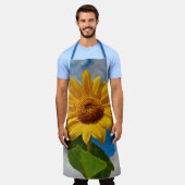 Grote zonnebloem groene en gele bloem bloem foto schort (Gedragen)