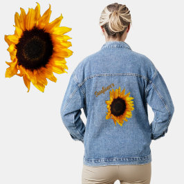 Grote Zonnebloem Land Bloemen Fotografisch Denim Jacket