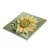 Grote zonnebloem op groen tegeltje (Zijkant)