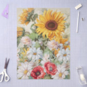 Grote Zonnebloem & Poppies Boeket Decoupage Tissuepapier (Craft)