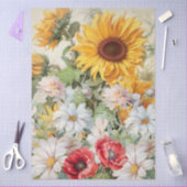 Grote Zonnebloem & Poppies Boeket Decoupage Tissuepapier (Craft)