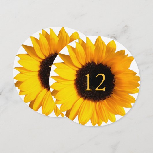 Grote Zonnebloem Ronde Tafelkaart voor de Trouwbev Kaart (Voorkant / Achterkant)