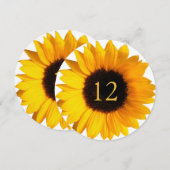 Grote Zonnebloem Ronde Tafelkaart voor de Trouwloc Kaart (Voorkant / Achterkant)