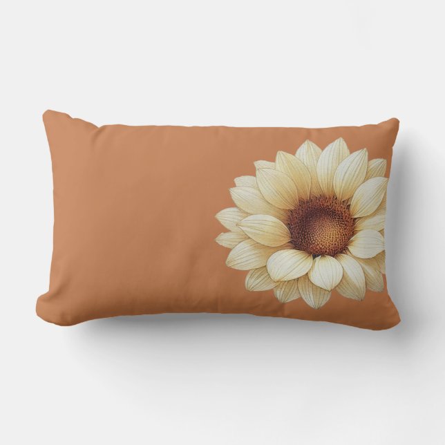 Grote Zonnebloem Terracotta Worpkussen Kussen (Voorkant)