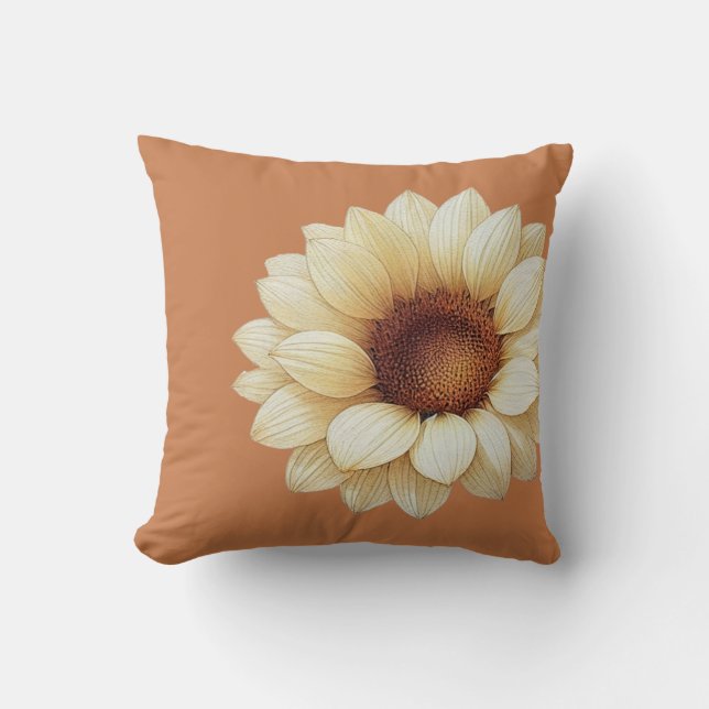 Grote Zonnebloem Terracotta Worpkussen Kussen (Voorkant)