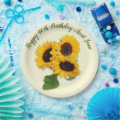 Grote Zonnebloemen Custom Verjaardagsfeest Papieren Bordje (Feest)