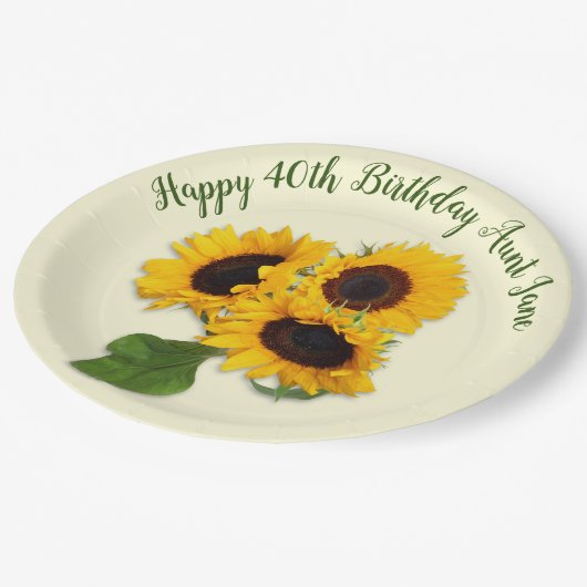 Grote Zonnebloemen Custom Verjaardagsfeest Papieren Bordje (Gekanteld)