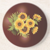 Grote zonnebloemen Gekleurd Rustische  zandsteen Zandsteen Onderzetter (Voorkant)