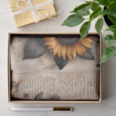 Grote Zonnebloemen met Bijen op Script Tissuepapier (Geschenk)