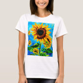 Grote zonnebloemen Waterverf natuur schilderij T-S T-shirt (Voorkant)