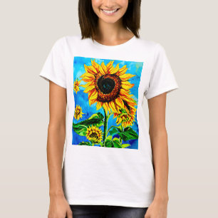 Grote zonnebloemen Waterverf natuur schilderij T-S T-shirt