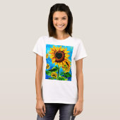 Grote zonnebloemen Waterverf natuur schilderij T-S T-shirt (Voorkant volledig)