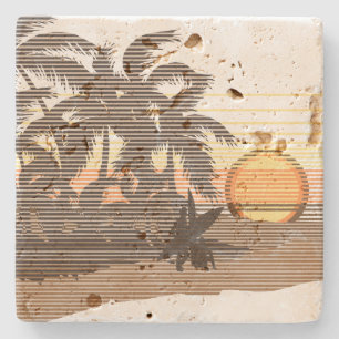 Grote zonsondergang streep Hawaiaanse Tiki bar coa Stenen Onderzetter