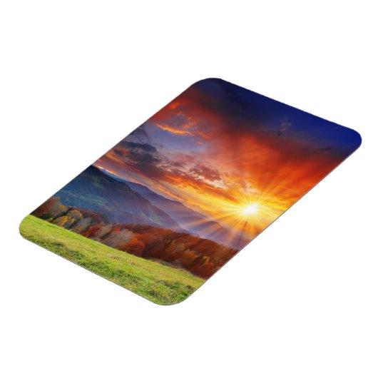 Grote zonsopgang in het berglandschap magneet (Linkerzijde)