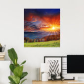 Grote zonsopgang in het berglandschap poster (Thuiskantoor)