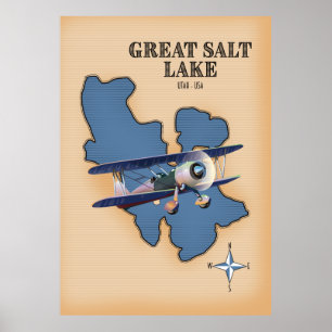 Grote Zoutmeer Utah vintage stijl kaart Poster