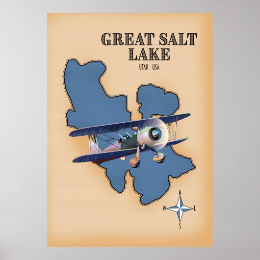 Grote Zoutmeer Utah vintage stijl kaart Poster (Voorkant)