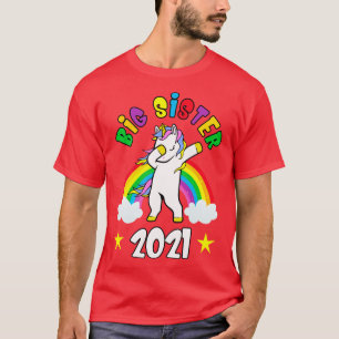 Grote Zus 2021 Dabbing Eenhoorn Meisjes Gift Idee T-shirt