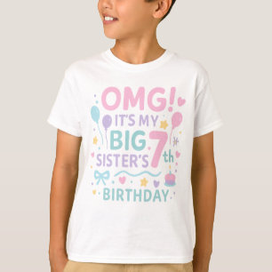 Grote zus 7e verjaardag Cute Regenboog Leuk 7 Jaar T-shirt