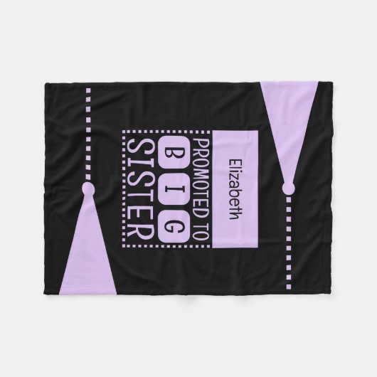 Grote zus aangepaste naam zwart paarse fleece deken (Voorkant (Horizontaal))
