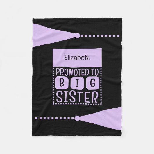 Grote zus aangepaste naam zwart paarse fleece deken (Voorkant)