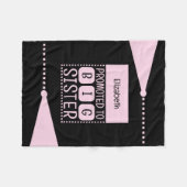 Grote zus aangepaste naam zwart roze fleece deken (Voorkant (Horizontaal))