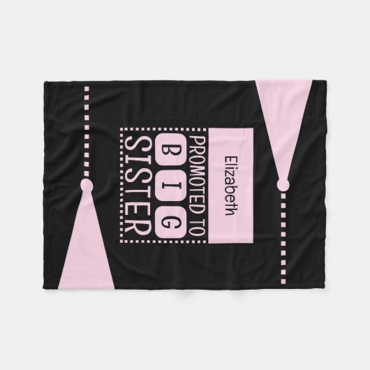 Grote zus aangepaste naam zwart roze fleece deken (Voorkant (Horizontaal))