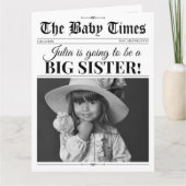 Grote Zus Baby Aankondiging Krant Kaart (Voorkant)
