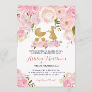 grote zus baby shower nodigt uit kaart