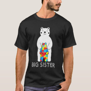 Grote Zus Beer Autisme Bewustzijn Liefde Ondersteu T-shirt