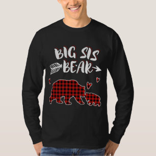 Grote Zus Beer Kerstmis Rood Geruit Bijpassend Fam T-shirt