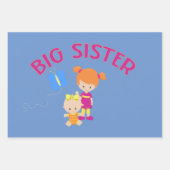 Grote Zus Big Brother Sibling Blue Inpakpapier Vel (Voorkant 3)