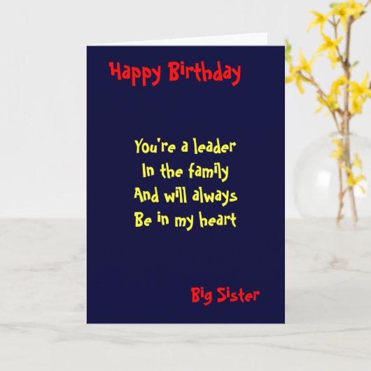 Grote zus Birthday Kaart (Gele Bloem)