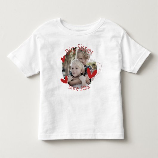 Grote Zus Broers en Zussen Foto Hart Schattige Kinder Shirts (Voorkant)