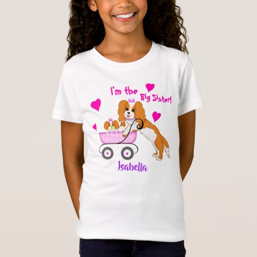 Grote zus Cavalier King Charles Spaniel Naam T-shirt (Voorkant)
