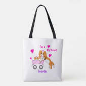 Grote zus Cavalier King Charles Spaniel Naam Tote Bag (Achterkant)