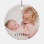 Grote Zus Eerste Kerstmis Foto Baby Keramisch Ornament (Achterkant)