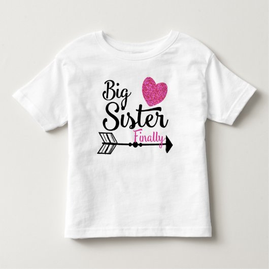 Grote zus eindelijk roze hartpijl Raglan Kinder Shirts (Voorkant)