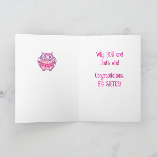 Grote zus gefeliciteerd, Schattigee uilen Kaart (Binnen)